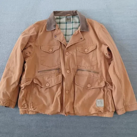 Vintage Pepe Jeans Chore Jacket Mens L Cord Collar Canvas Flannel Lined Barn Y2K - Picture 11 of 11